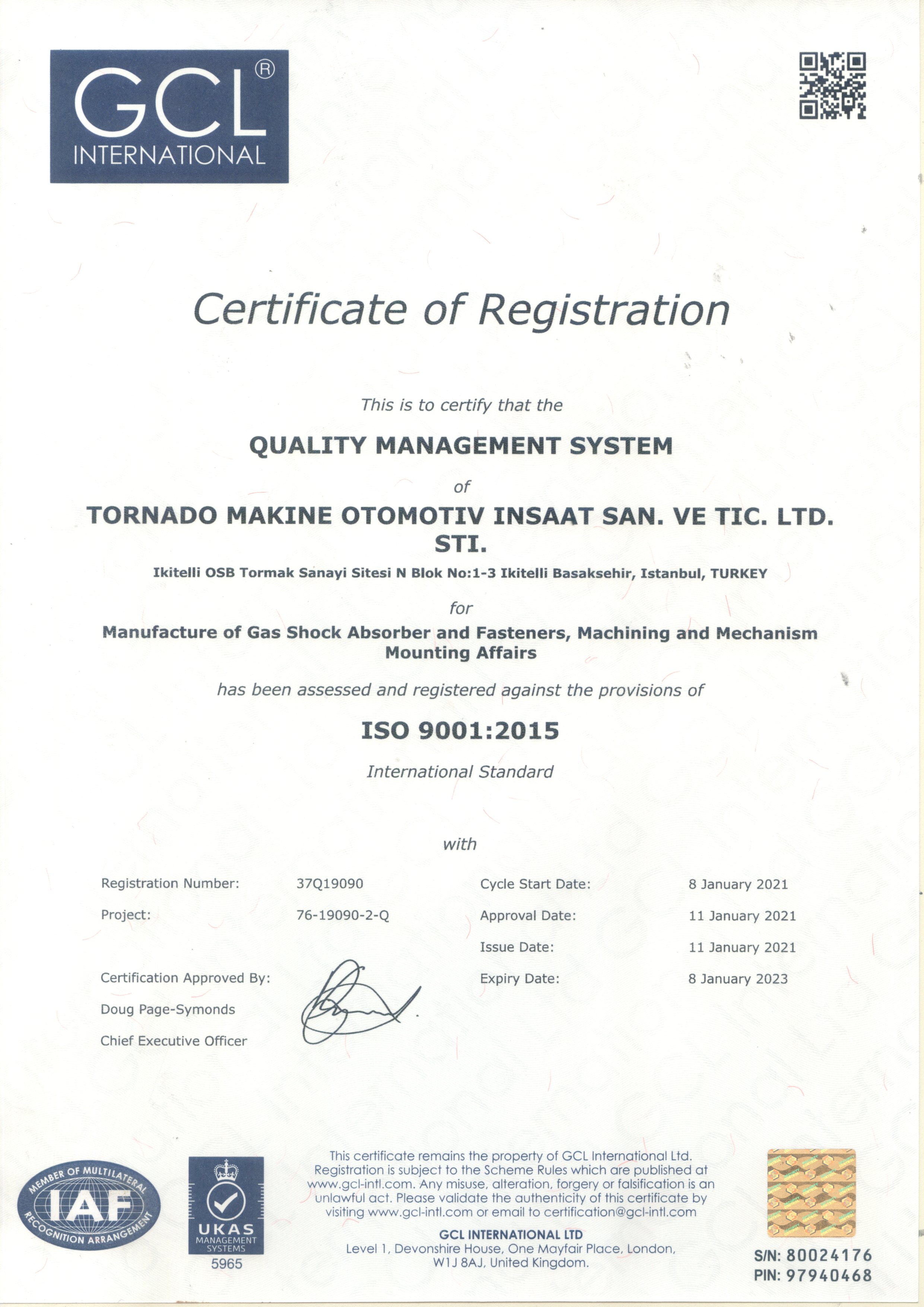 Certificate Of Registration